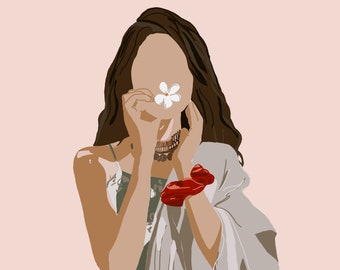 Custom Digital Portrait Illustration | Minimalist Faceless Digital Portrait | Gift for Friends/Couple | Friendship Day Gifts