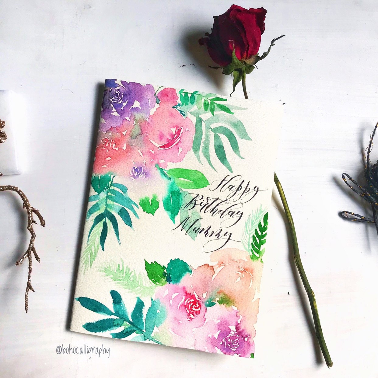 Hand Painted Greeting Cards| Watercolor Florals and Calligraphy ...