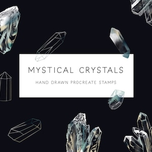 Mystical Crystals Hand drawn Procreate stamp brushes | Crystals Illustration Procreate Stamps | Witchy Procreate Stamps