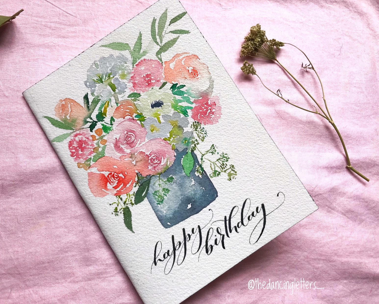 Hand Painted Greeting Cards| Watercolor Florals and Calligraphy ...