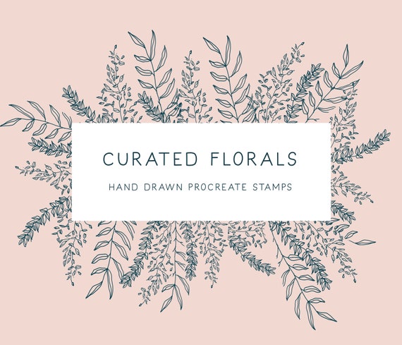 Curated Hand drawn Florals Procreate stamp brushes | Procreate botanical Stamps