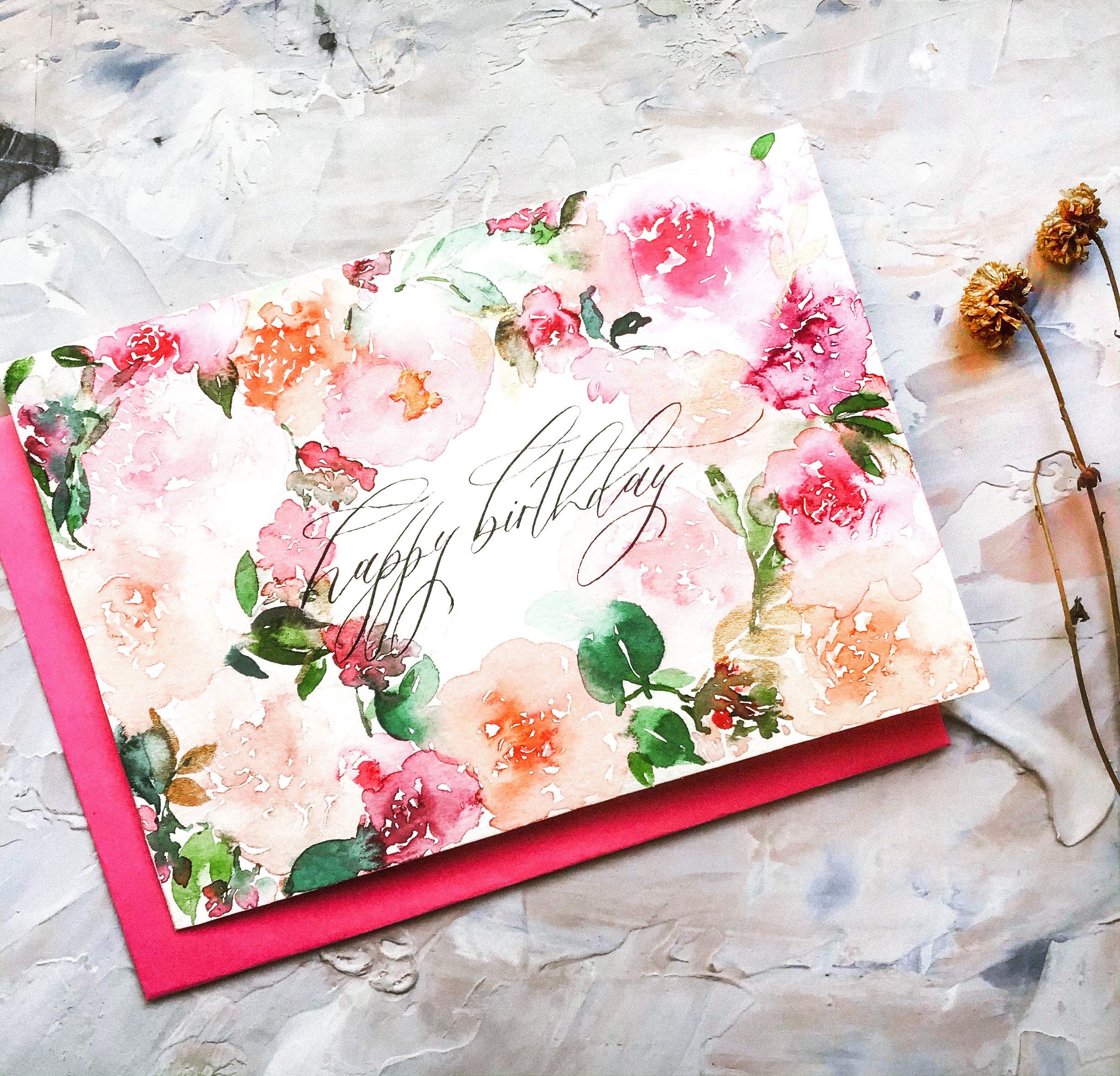 Hand Painted Greeting Cards| Watercolor Florals and Calligraphy ...