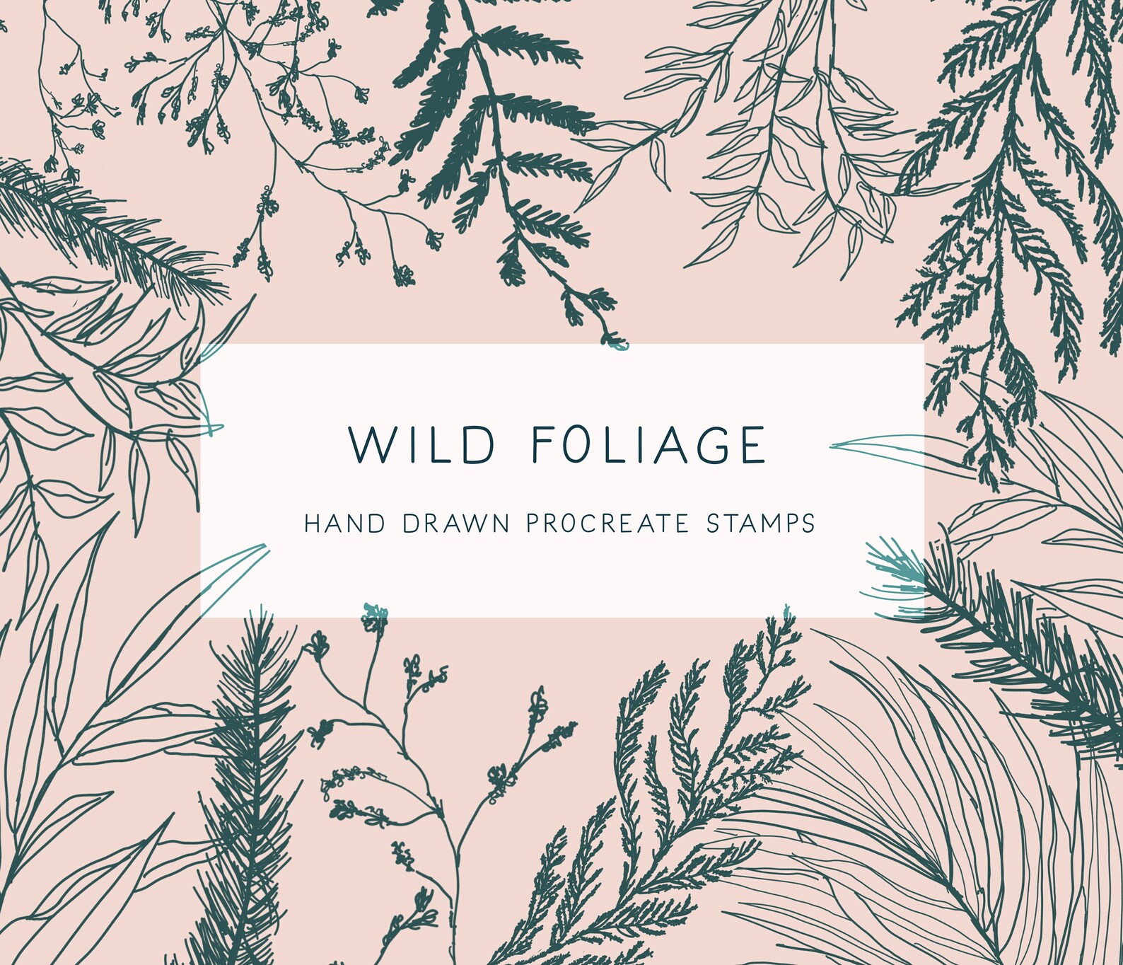 Wild Foliage Hand Drawn Procreate Stamp Brushes | Delicate Botanical ...