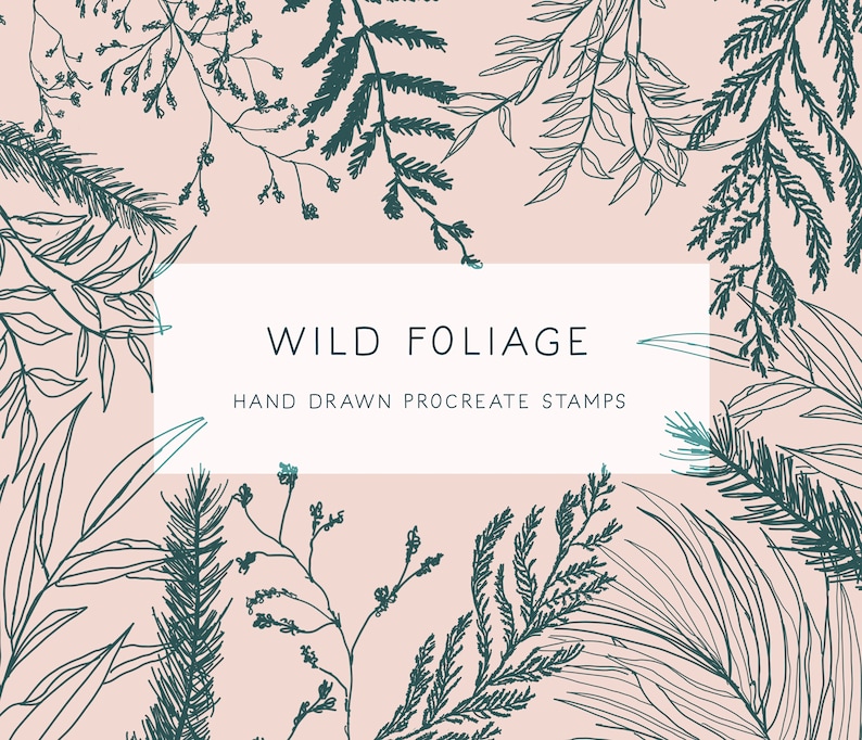 Wild Foliage Hand Drawn Procreate Stamp Brushes | Delicate Botanical ...