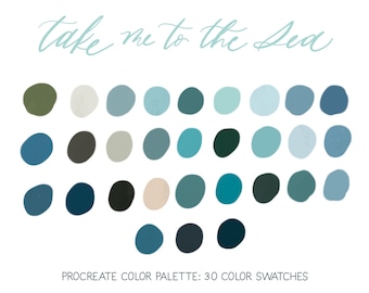 Take me to the sea Procreate Color Palette, Procreate Color swatches, Sea inspired color palette