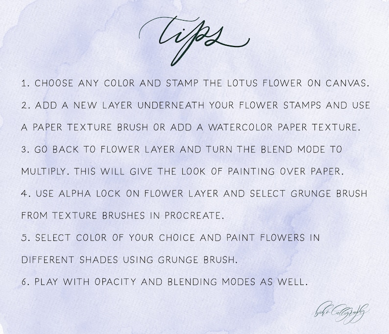 Hand Painted Watercolor Lotus Flowers Procreate Stamp Brushes ...