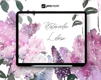 Hand painted Watercolor Lilac Florals Procreate Stamp Brushes | Watercolor florals stamp brushes for Procreate | Lilac Flower Stamps