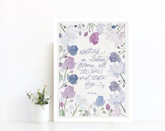 Nature Inspired Printable Artwork, Digital Art Print, Watercolor Lotus Artwork by BohoCalligraphy, Pink, Purple and Violet Lotus Artwork