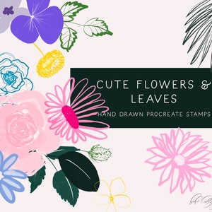 Procreate Floral Stamps | Hand drawn Floral doodles Procreate Stamps | Botanical Procreate Stamp Brushes | Flower & leaves Procreate Stamps