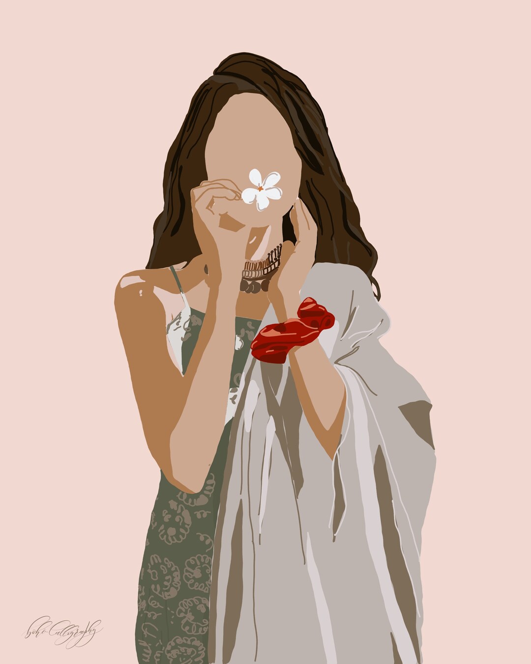 Custom Digital Portrait Illustration Minimalist Faceless Digital