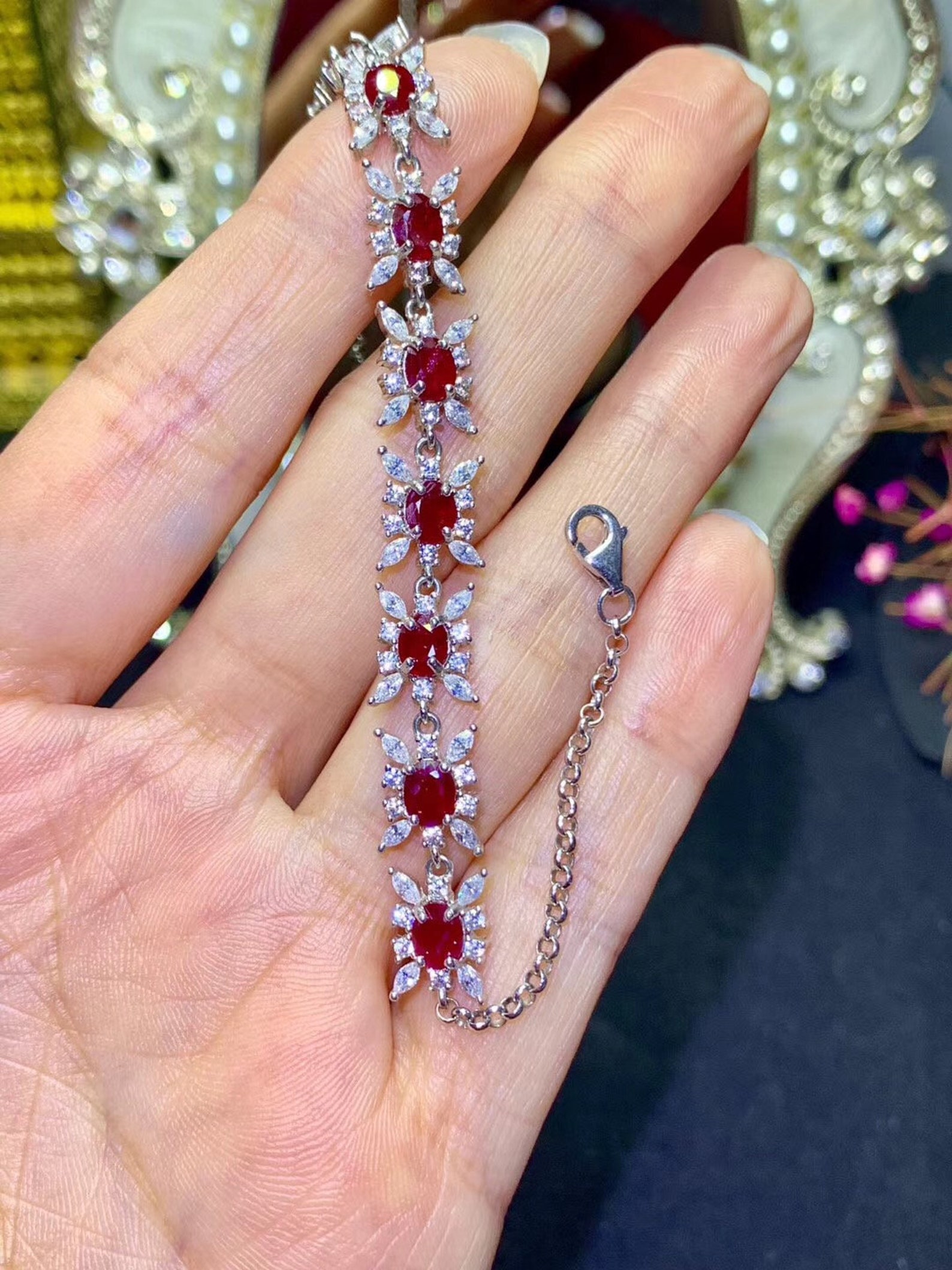 Natural Ruby Bracelet Ruby Bracelet Ruby Bracelet Silver | Etsy