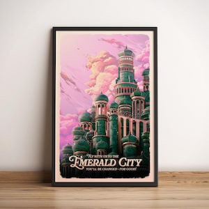 The Emerald City (Wicked / Wizard of Oz) - affiche de voyage, illustration vintage rétro, cadeau pour amateur de musique, affiche de film, style art déco