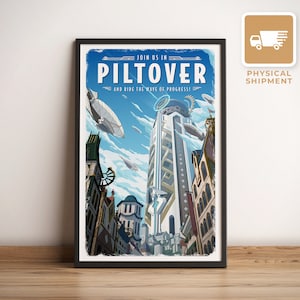 Piltover (Arcane / LoL) - Travel Poster, Retro Vintage Illustration, PC Gamer, Best League of Legends Gift, Nostalgic Artwork, Animation