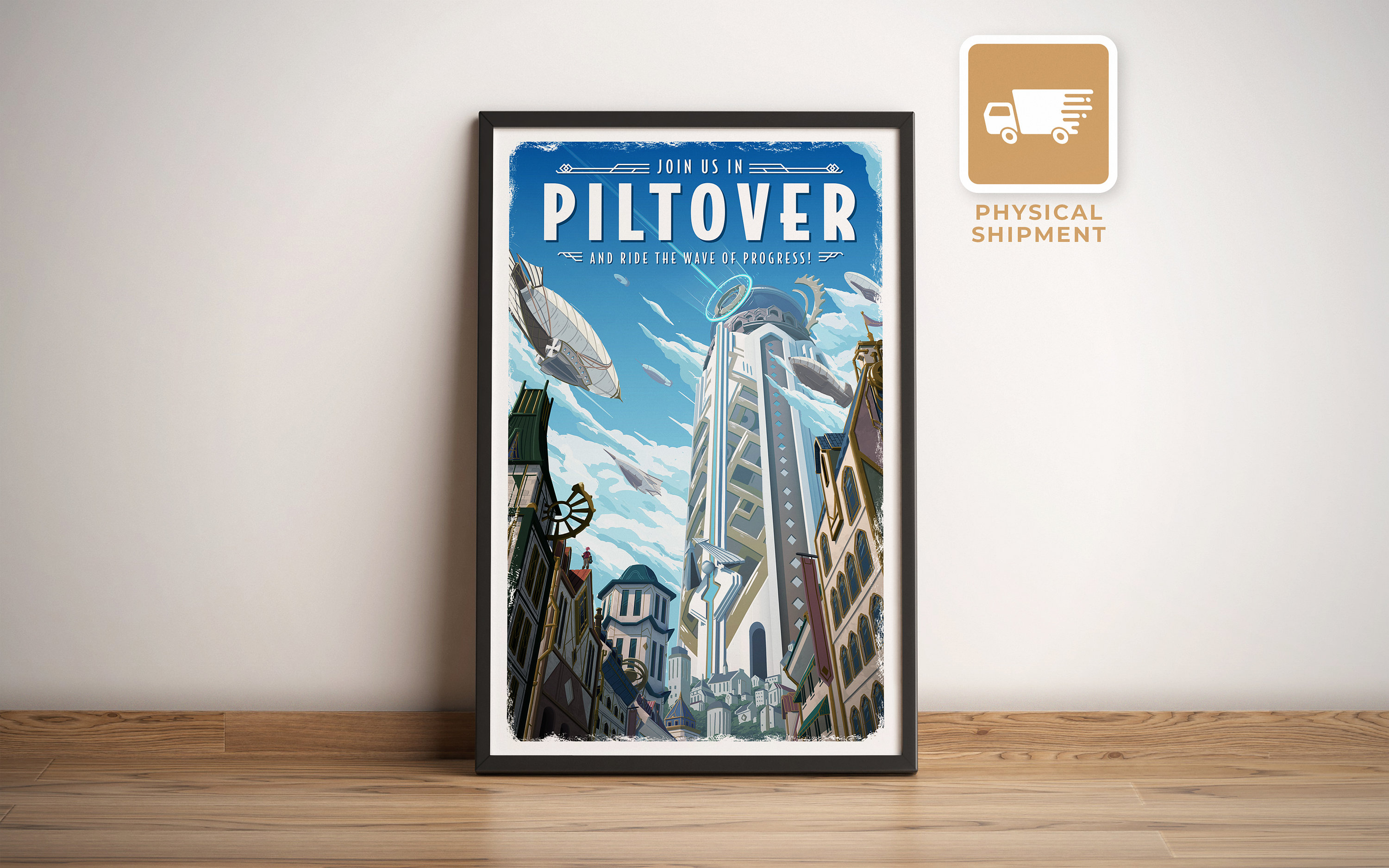 Piltover (Arcane / LoL) - Travel Poster, Retro Vintage Illustration, PC Gamer, Best League of Legends Gift, Nostalgic Artwork, Animation