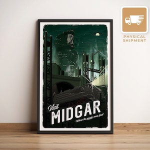 Midgar (Final Fantasy 7)  - Travel Poster, Retro Vintage Illustration, PC Gamer, Best Gamer Gift, Nostalgic Artwork