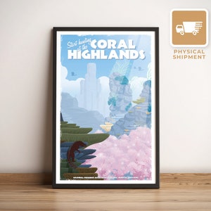 Coral Highlands (Monster Hunter)  - Travel Poster, Retro Vintage Illustration, PC Gamer, Best Gamer Gift, Nostalgic Artwork