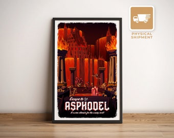Asphodel (Hades) Travel Poster, Retro Gamer Wall Art