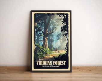 Viridian Forest (Pokemon) Travel Poster, Retro Gamer Wall Art