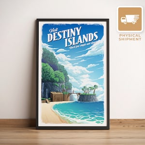 Destiny Islands (Kingdom Hearts) - affiche de voyage, illustration vintage rétro, PC gamer, meilleur cadeau pour gamer, oeuvre d'art nostalgique