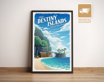 Destiny Islands (Kingdom Hearts)  - Travel Poster, Retro Vintage Illustration, PC Gamer, Best Gamer Gift, Nostalgic Artwork
