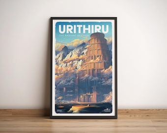 Urithiru (Stormlight Archives) Travel Poster, Retro Fantasy Cosmere Art