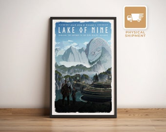 Lake of Nine (God of War) Travel Poster, Retro Gamer Wall Art