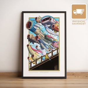 May include: A colorful illustration of a group of cartoon characters flying in the sky. The characters are all different shapes and sizes, and they are all smiling. The illustration is set against a blue sky with white clouds. The text "RETURN TO SENDER" is printed at the bottom of the illustration.