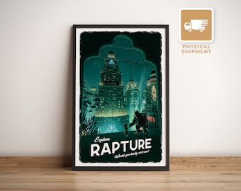 Rapture (Bioshock)  - Travel Poster, Retro Vintage Illustration, PC Gamer, Best Gamer Gift, Nostalgic Artwork