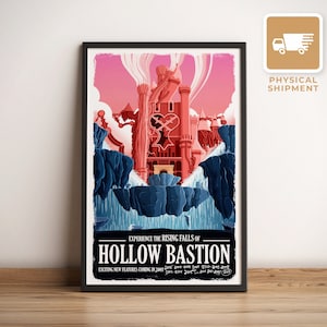 Hollow Bastion (Kingdom Hearts) - Pôster de viagem, Ilustração retrô vintage, Jogador de PC, Melhor presente para jogador, Arte nostálgica
