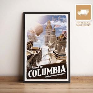 Columbia (Bioshock Infinite) - Reiseposter, Retro Vintage Illustration, PC Gamer, Geschenk für Gamer, nostalgisches Kunstwerk