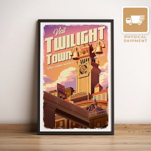 Twilight Town (Kingdom Hearts 2) - Reiseposter, Retro Vintage Illustration, PC Gamer, Nostalgisches Geschenk für Gamer