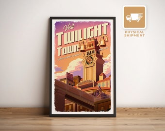 Twilight Town (Kingdom Hearts) Travel Poster, Retro Gamer Wall Art