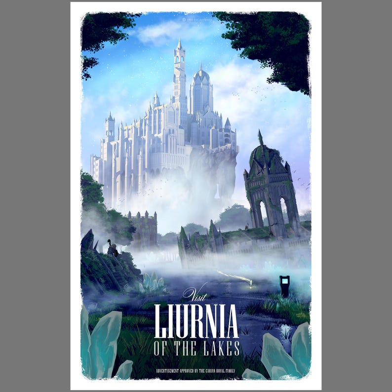 Liurnia Of The Lakes elden Ring Travel Poster Retro Gamer Wall Art liurnia-of-the-lakes-elden-ring-travel-poster-retro-gamer-wall-art