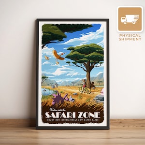 Safari Zone (Pokemon) - Reiseposter, Retro Vintage Illustration, PC Gamer, Geschenk für Gamer, Nostalgisches Kunstwerk