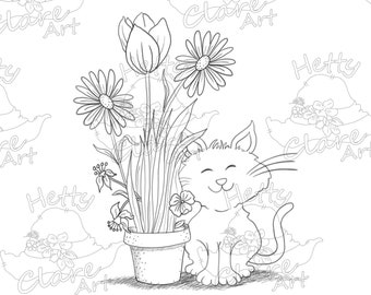 CAT FLOWER POT - Digital Download