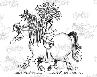 Pony Flowers - Digi Stamp