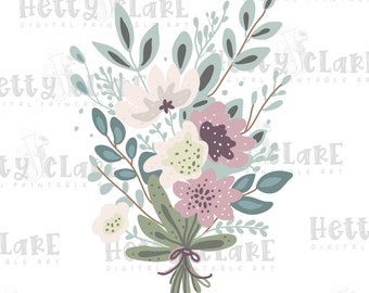 Bouquet - 2 couleurs - clipart - téléchargement numérique - PNG avec fond transparent - créations artisanales - fabrication de cartes