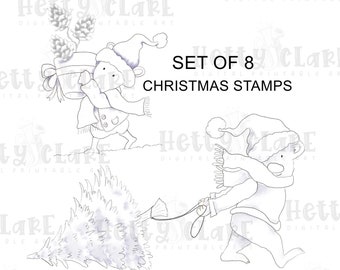 Christmas Set - Digi Stamps - Set of 8 Designs