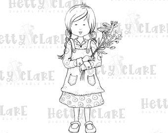 Recolector de flores silvestres - Descarga digital - Dibujo lineal