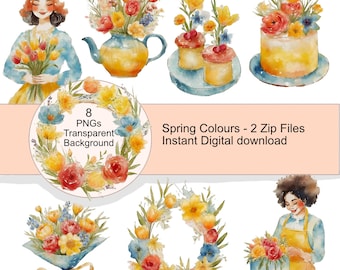 Imágenes prediseñadas de colores primaverales - Fabricación de tarjetas - Elaboración - PNG con fondo transparente