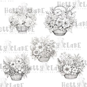 Bloemenmand Set - Digitale download - Kaart maken - Kleuren