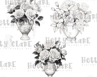 Rose Vase Set of 3 - Digital Download