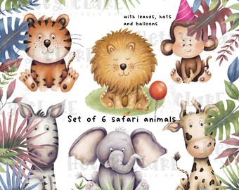 Safari Clipart - png - Digital Download for scrapbooking, party invitations, Baby Shower - Printable Art
