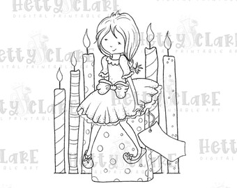 Velas y regalos - Descarga digital - Dibujo lineal