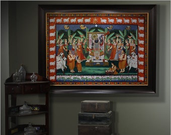 Painting of Shrinath ji, Indian art, Pichwai art, Painting, Home decor, Wall Decor, Artwork, Art, Art Decor, Wall Hanging, Hindu God