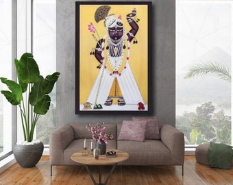 Traditional wall pichwai of shrinath ji - Shrinath ji Painting - Pichwai - Indian Gods - Traditional Art -Wall Hanging - Home decor