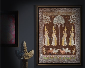 Gopies , pichwai painting , handmade painitng , pichwai , painting for house , traditional art ,real gold and silver