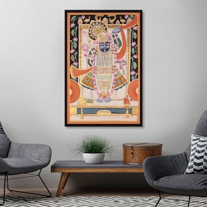 Painting of Lord Shrinath ji, Lord Shrinath ji, Indian Art, Pichwai ,Painting, Wall Decor, Home Decor, Wall Hanging, Artwork, Art, Art Decor