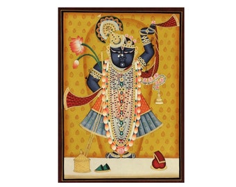 Traditional wall pichwai of shrinath ji  , wall decor, Indian art decor,religious painting