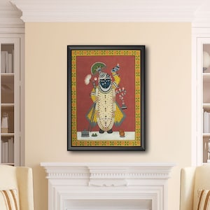 Shrinath ji Pichwai Painting On Cloth, Indian Pichwai Painting, Wall Hanging ,Home decor ,Art ,Handmade Painting, Indian Art , hare krishna